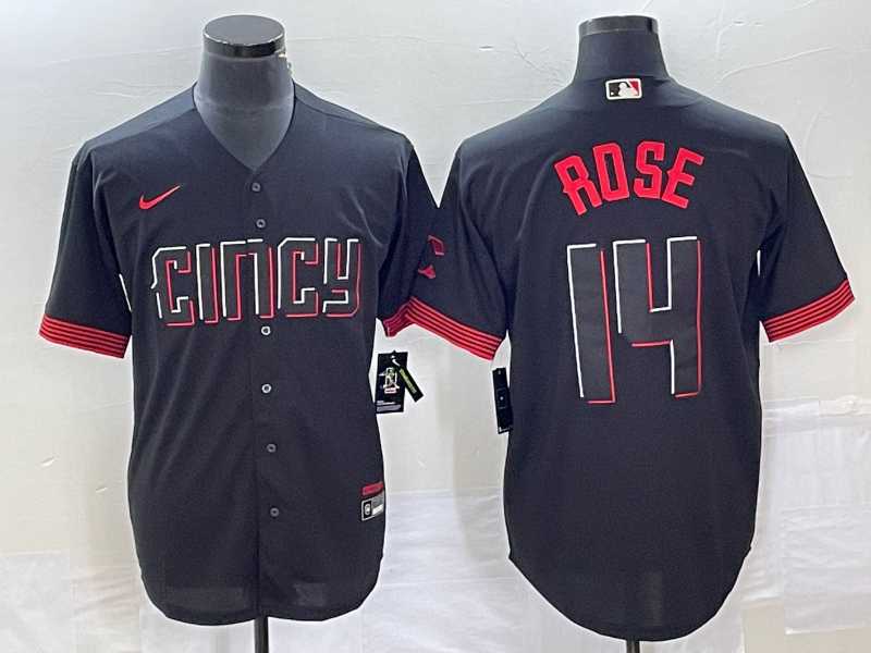 Men%27s Cincinnati Reds #14 Pete Rose Black 2023 City Connect Cool Base Stitched Jersey->cincinnati reds->MLB Jersey